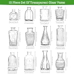 12 Pcs Glass Bud Vase Set, Clear Glass Vase for Flowers, Small Flower Vase Home Décor, Mini Centerpieces for Tables, Vintage Decorative Vase for Rustic Wedding Parties Birthday Decorations