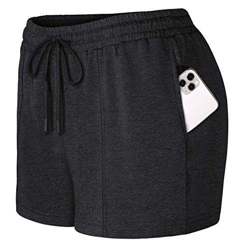SeSe Code Shorts for Women, Ladies Stretchy Moisture Wicking Performance Sportswear Elastic Waist Workout Runing Yoga Short with Two Pockets Dark Grey Small