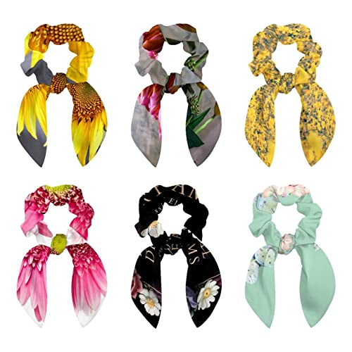 Chouchous pour cheveux lot de 6 avec nœud tulipe rouge pour femme