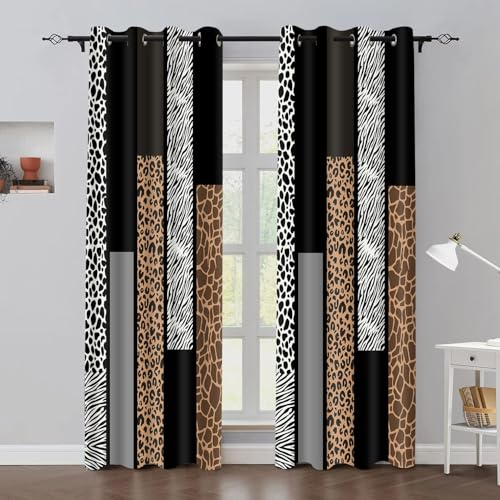 Wild Animals Print Curtain 42x84in Safari Blackout Drapes
