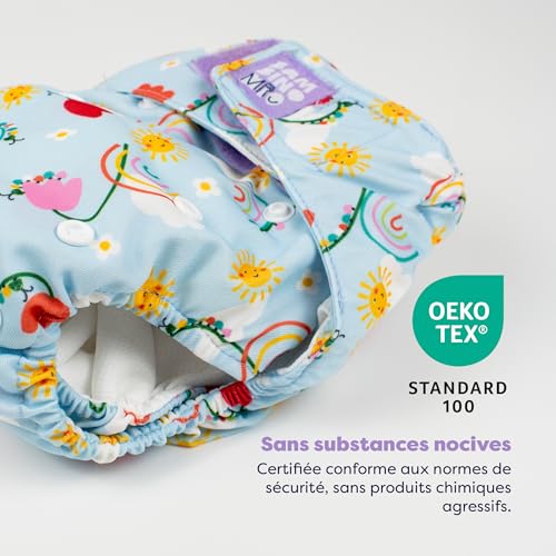 Couche lavable textile au sec Bambino Mio : couche évolutive naissance bébé tout-en-un