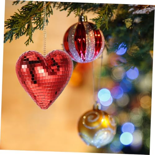 Colgante de bola espejada en forma de corazón roja, decoración para fiestas y discotecas, estilo retro, MERRYHAPY miniatura 4