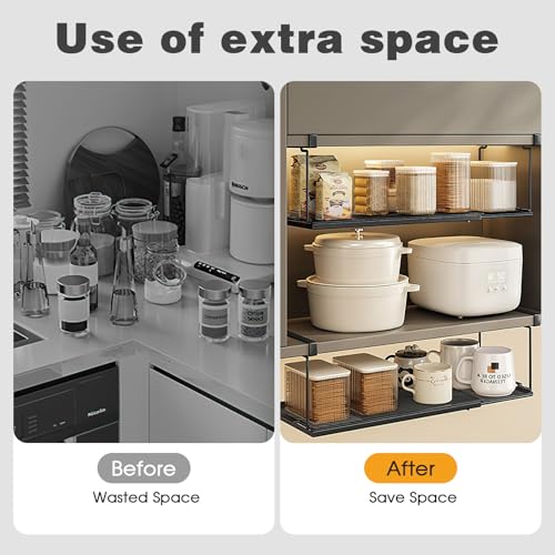 Miniatura 5 de Drepint Cesta Debajo Del Estante,Almacenaje De Cocina Bajo Balda Estante De Metal Para Colgar Debajo Del Dscritorio 38.5-69cm,Retráctil Para Armarios De Cocina Armarios Roperos Escritorios Negro