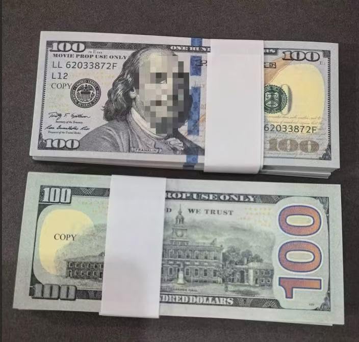 One Hundred Dollar Play Money Notes | Set of 100 | True-to-Life Dimensions | Educational Currency & Counting Play Money