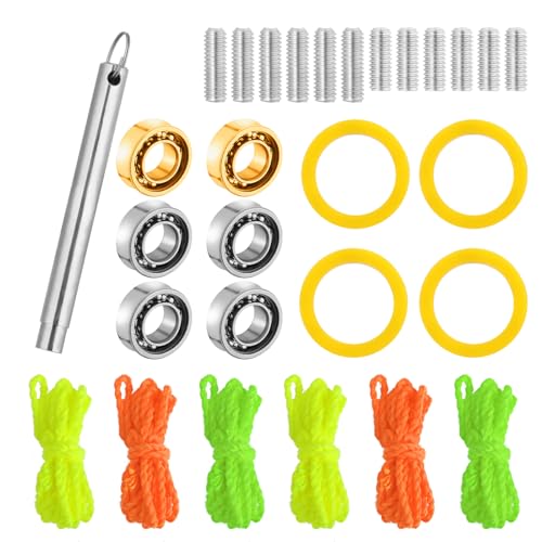Yo Yo Bearing kit for Yo-Yo Bearing Replacement, 10 Ball & 8 Ball Unresponsive Yo Yo Bearing +12 Stainless Steel Axle Screws + Yo Yo Bearing Remover Tool + 6 Yo-Yo Strings + 4 Yellow Recycling Circle
