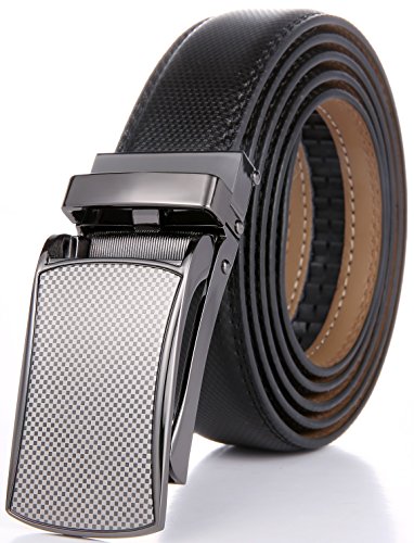 Image of Marino Avenue Ratchet Belt for Men. Adjustable Leather Dress Belt with 38 Easy to Click Into Place Ratchet Closures.