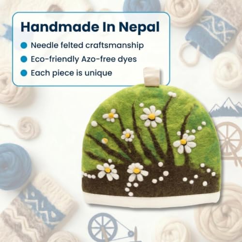Image of Glaciart One Wool Teapot Cozy Kettle Cover | Dome Shaped Large Tea Cosy, Kettle or French Press | Handmade & Needle Felted from Natural Wool | Warms Up to 2 Hours | Great as Gift