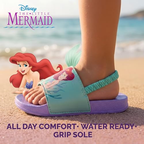 Image of Disney Minnie Mickey Encanto Lightning McQueen Lilo n Stich Sesame Street Little Mermaid Moana Slides Backstrap Slip-On Beach Sandals (Infant /Toddler /Little Kid)