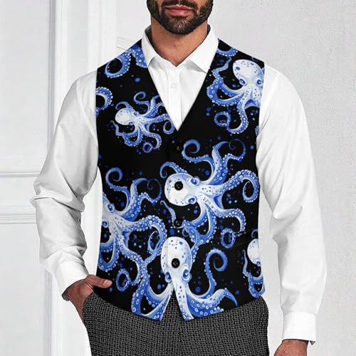 Octopus Ocean Men's Suit Vests Business Formal Dress Vest V-Neck Waistcoat for Wedding Casual2