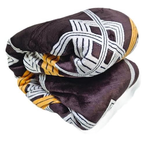 Image of Winter Premium Flannel Velvet Warm Duvet Cover Quilt Cover | Rajai Cover | Blanket Cover | Comforter Cover Single Size 60x100 inches Woollen (Brown + White Lining, Single Bed)