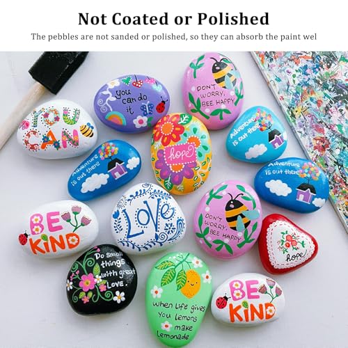 POPAPIE 50 Stück Kieselsteine zum Bemalen,Steine Bemalen,1-3cm Flache Steine,Kies Dekosteine Naturstein,Steine zum Bemalen Flach für Bunte Malerei & Dekoration