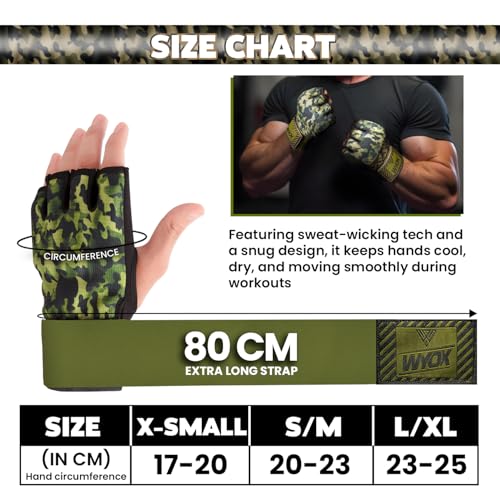 Image of WYOX Neoprene Gel Boxing Hand Wraps Inner Gloves for Men & Women - 80cm /31in Quick Wrist Strap, Padded Knuckle Protection, Fingerless MMA Muay Thai Kickboxing Wraps for Training & Martial Arts