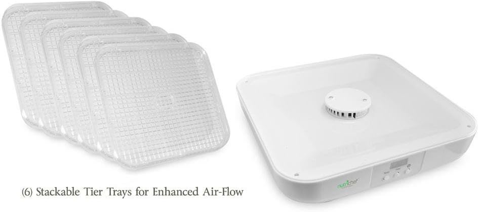 NutriChef Upgraded 2018 Food Dehydrator Jerky Maker - Electric Multi-Tier Food Preserver, Meat or Beef J Fruit & Vegetable Dryer with 6 Stackable Trays, High-Heat Circulation - (PKFD16)