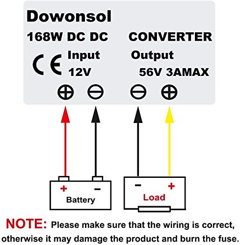 DC Voltage Converter Regulator DC 12V(10V-16V) Step Up to 56V 3A 168W Waterproof Car Power Supply Electronic Boost Transformer for Golf Cart Club Car3