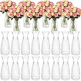 Gabotrie 24 Pack Plastic Bud Vases Bulk, 6.7 Inch Clear Small Vase for Flowers, Unbreakable Crystal Bud Vases, Plastic Flower Vase for Centerpiece Home Dining Table Wedding Party Decorations