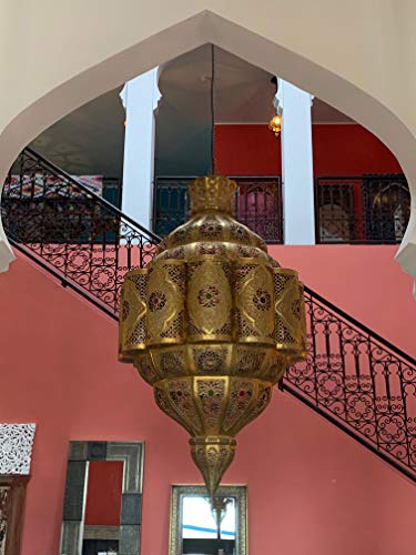 Orientalische Lampe grosse Pendelleuchte Gold Roubla 145cm E27 Lampenfassung | Marokkanische Design Hängeleuchte Leuchte… – Bild 5