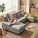 Homall Modular Sectional U Shaped Sofa Couches for Living Room, Comfy Chenille 4 Seat Sofa Set with Removable Pillows, Lounge Chaise Upholstered Couch for Apartment (Chenille, Grey)