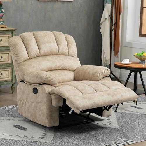Sillón reclinable manual beige cómodo miniatura 1
