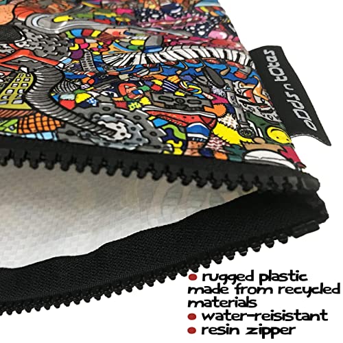ODDS N TOTES Jumbo Zipper Pouch | Made from Recycled Plastic Materials, Toiletry Bag for Women, Men, Pouches for Organization, Travel Essentials, Art, Office Supplies - Graffiti - Thumbnail 4