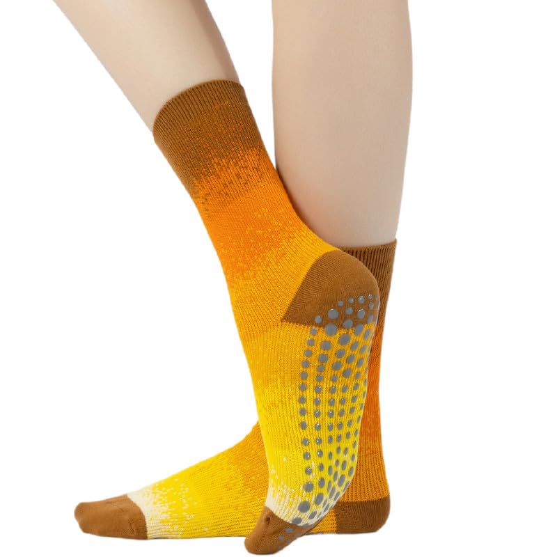 Image of Verdancy Yoga Pilates Socks with Grips for Women Non Slip Gradient Color-Blocked Cushioned Crew Socks for Barre Ballet Dance