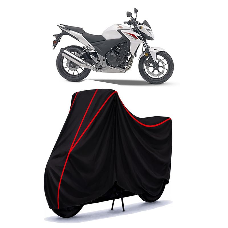 Image of CB 500 F Water Resistant Bike Cover for All Motorcycles & Scooters | Heavy Duty Premium Taffeta Fabric | UV Protection, Dustproof, Scratchproof | All Weather Two Wheeler Body Cover with Elastic Bottom