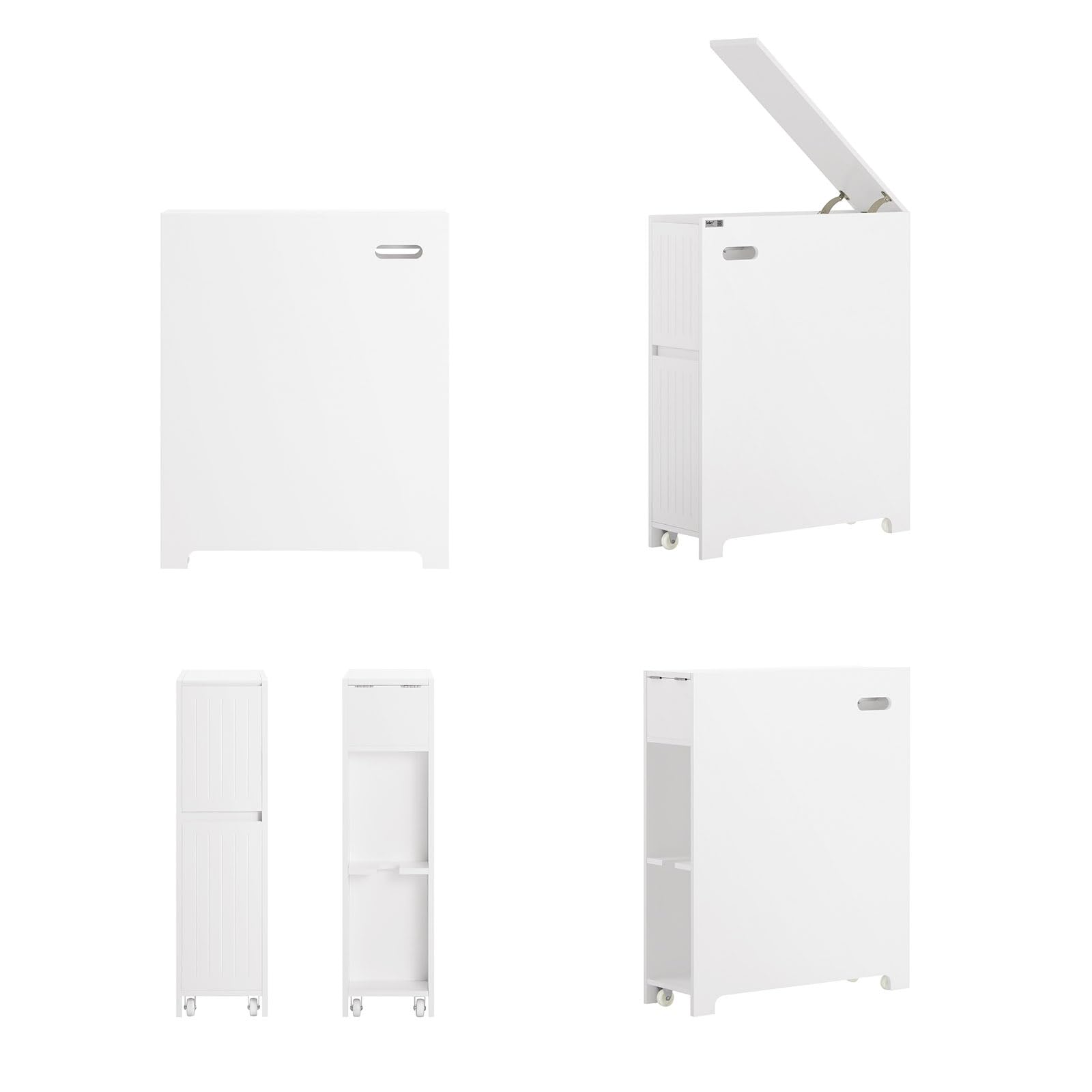 SoBuy Meuble Salle de Bain avcc 2 Tiroirs Meuble WC de Rangement 60x20x75cm | Armoire WC Compact, Meuble Salle de Bain Étroit avec Roulettes, en Bois, pour Rangement de Papier Toilette, BZR111-W