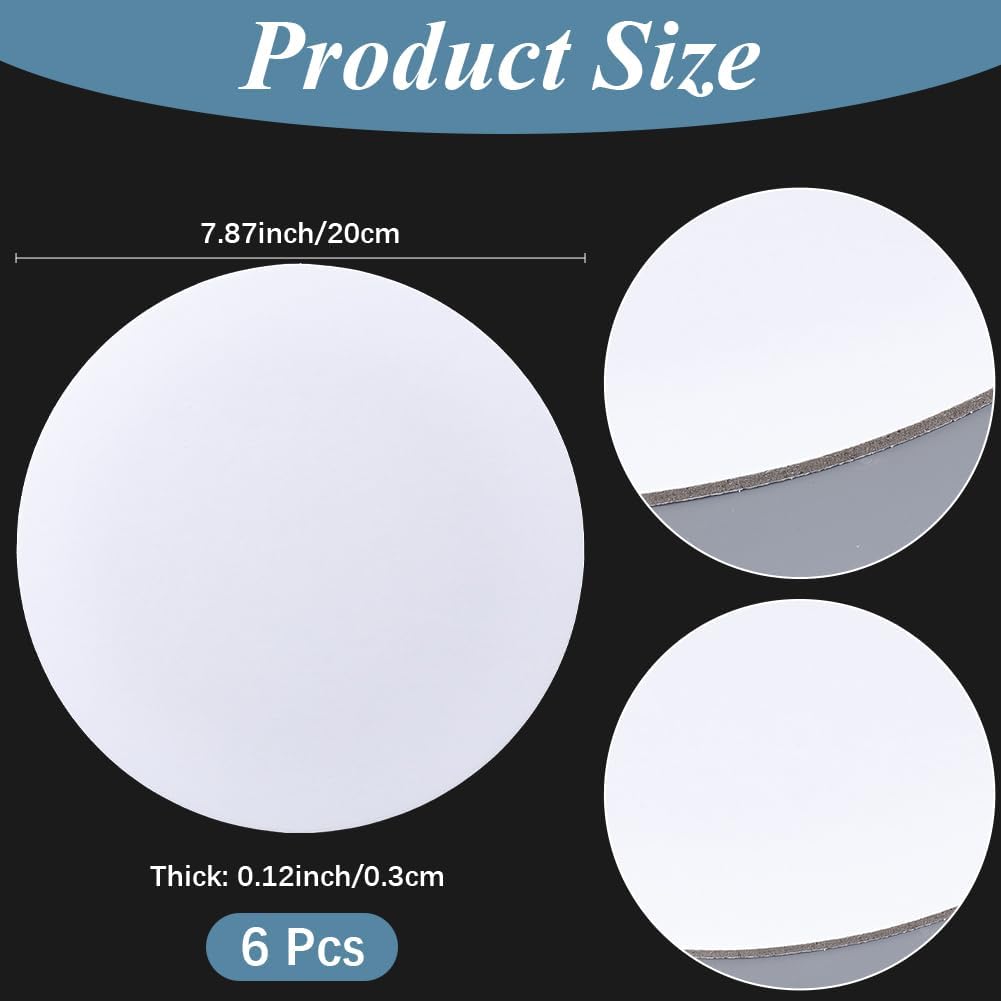 GORGECRAFT 6Pcs Round Canvas Board 7.9 Inch White Circle Shaped Blank Flat Stretched Primed Decoration Mini Tile Canvases Boards Panels for Oil Acrylic Painting DIY Arts Craft Painters