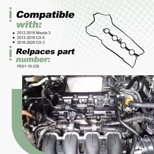 Image of Rubber Engine Valve Cover Gasket Compatible with 2012-2018 Mazda 3 2013-2016 CX-5 2016-2020 CX-3 Replace PE01-10-235