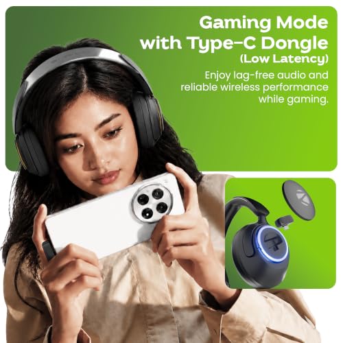 Image of Zebronics Envy Pro ANC Wireless Headphones, BT v6.0 + Type-C Dongle, 40mm Drivers, Up to 40h Playback, App Support, Gaming Mode, ENC, 3 EQ Modes, RGB, Rapid Charging, Foldable Design (Black)