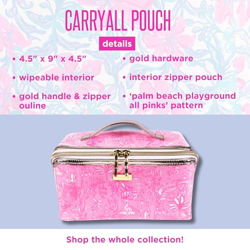 Lilly Pulitzer Travel Cosmetic Case, Lay Flat Zipper Carryall Pouch with Wipeable Lining (Palm Beach Playground)4