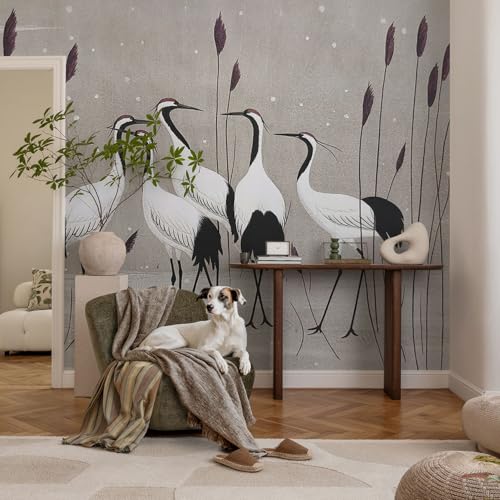 Papel tapiz autoadhesivo dormitorio 152x104 decoración pared salón moderna grullas 3