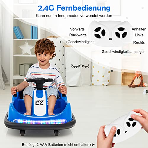 COSTWAY 12V Aufsitz Kinder Autoscooter 360 Grad Spinning & Vorwärts- und Rückwärtsfunktion, Bumper Car mit Lichtern… – Bild 3