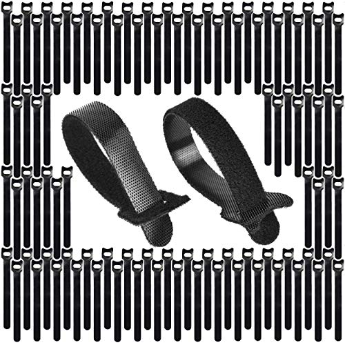 Klett Kabelbinder Wiederverschließbar, Kabel Klettband Cable Ties 100 St. 15 cm x 12 mm (Gesamtlänge 15 Meter) Schwarz | Kabelmanagement Schreibtisch Cover