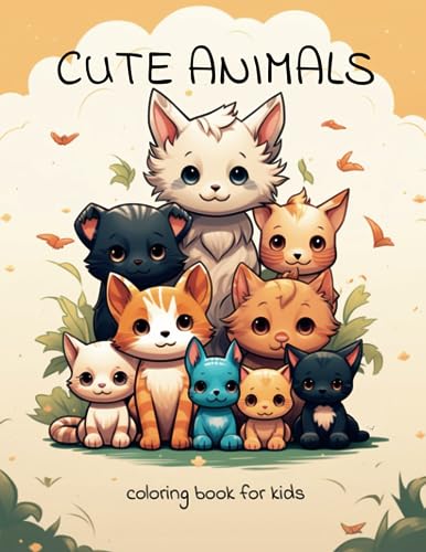 Cute Animals: Coloring Book For Kids with Dog, Bear, Alpaka, Llama, Pinguin and More for Girls and Boys with Hours of Coloring Fun.Baby Big eyes animals (German Edition)