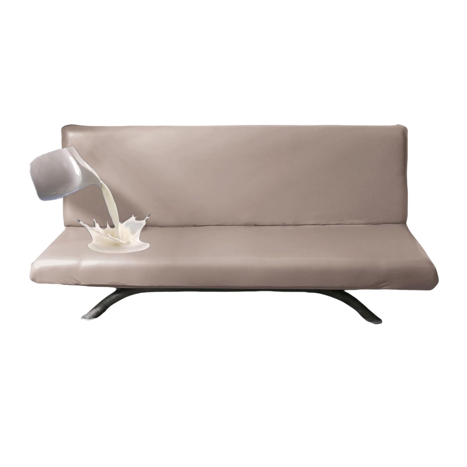 Housse de futon imperméable clic clac cuir synthétique Camel