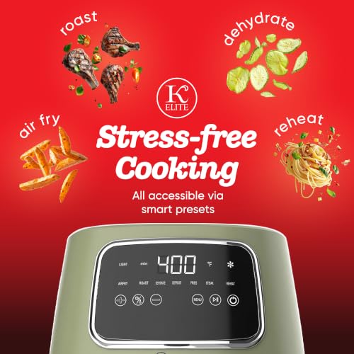 Kitchen Elite Countertop Digital Air Fryer with LED Screen, Green, 5.5 Qt by Kitchen Elite - Used condition - Image 4