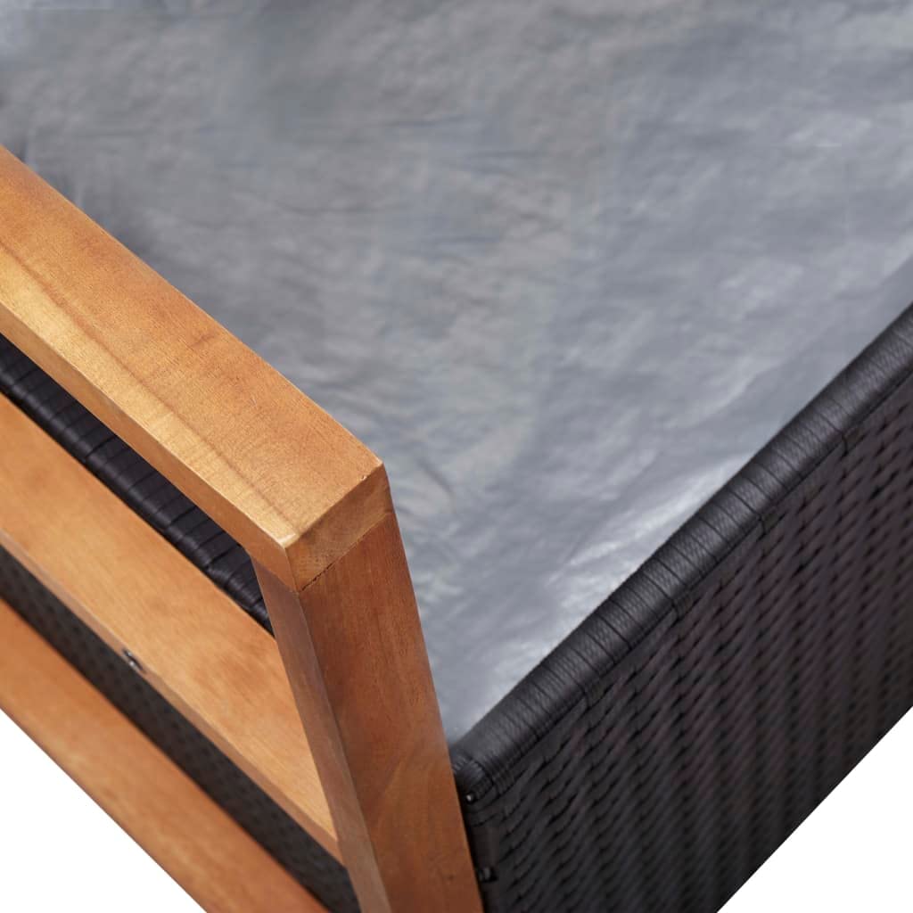 vidaXL Cassapanca Panca da Giardino 115 cm Polyrattan Legno Massello Acacia Nero