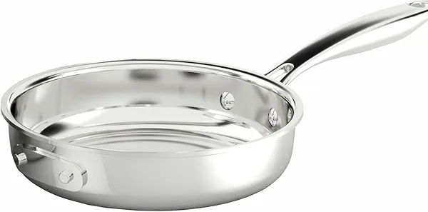 Nuwave Whole Body 3-Ply Stainless Steel Frying Pan Skillet 8", Premium 18/10, Even-Heating Tech&Heavy-Duty Construction