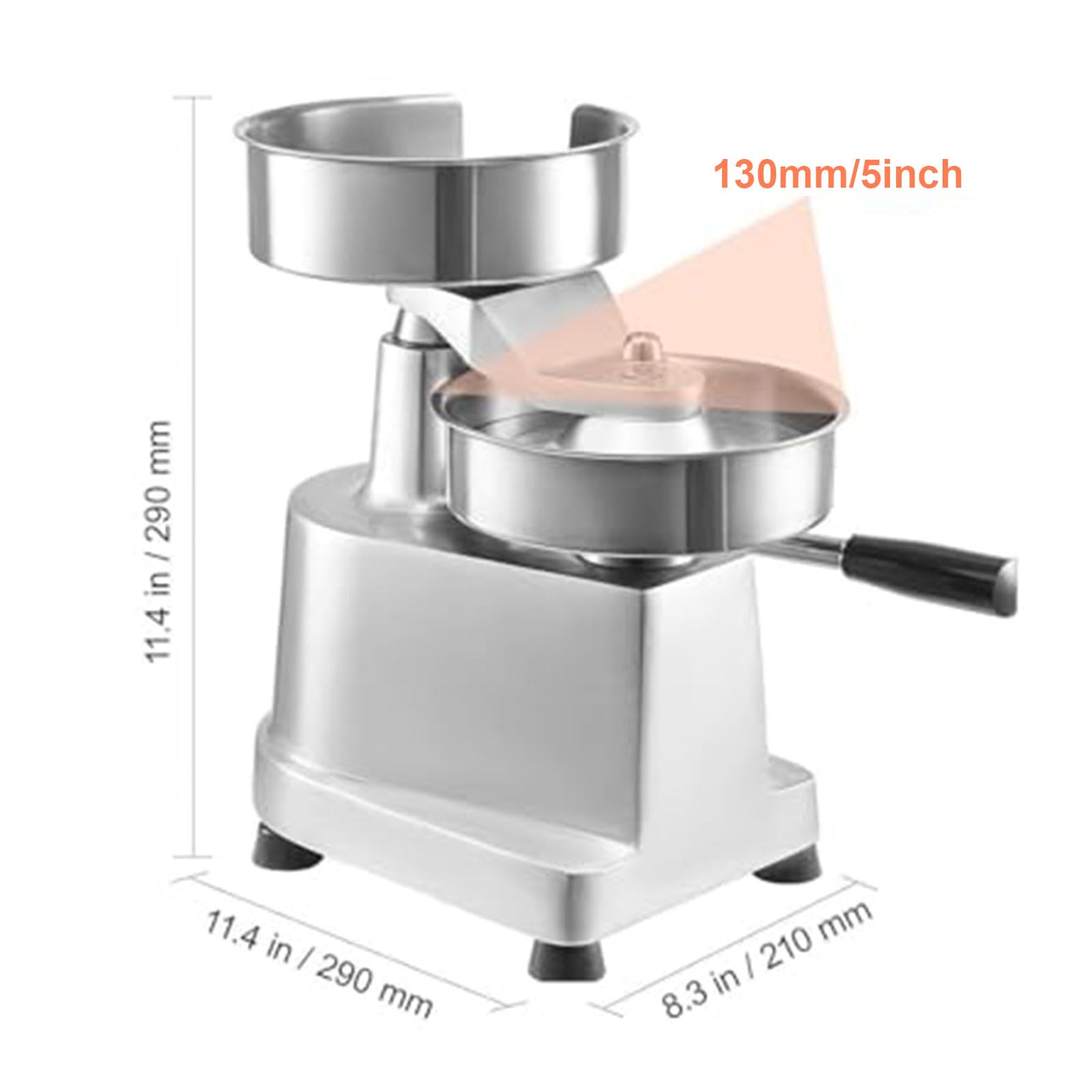 Manuelle Burger-Patty-Maker, robuste Burgerpresse für 180-200 Fleisch-Patties/h, inklusive fettdichtem Papier, ideal für Küchen, Snack-Shops und Restaurants