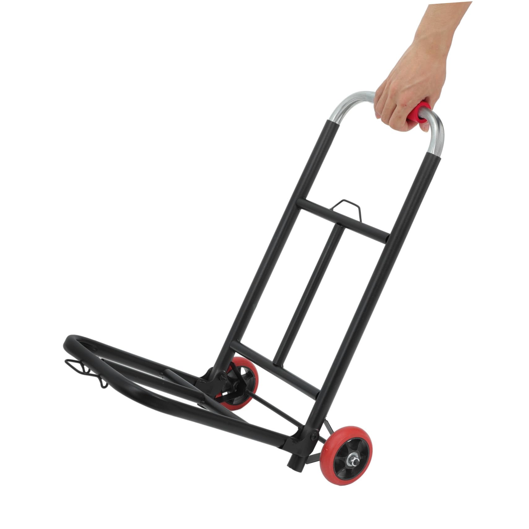Carrello Pieghevole Portavaligie Nero in Ferro e Pu 35 Kg | Manico Regolabile, Uso Versatile per Spostamenti e Acquisti, Ruote in Pu, Formato Medio