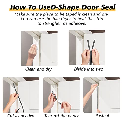 Sunmon Door Seal And D-Type Strip Weather Stripping,Door Sweep For Exterior & Interior Doors 3.3 Feet（Black）, Weather Stripping Self Adhesive Foam For Doors And Windows 39 Feet（Black） #TOP3