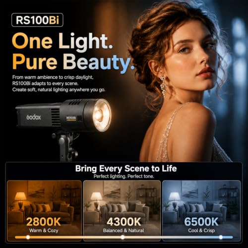 Godox RS100Bi dwukolorowa lampa wideo LED, 2800–6500K, CRI/TLCI 98