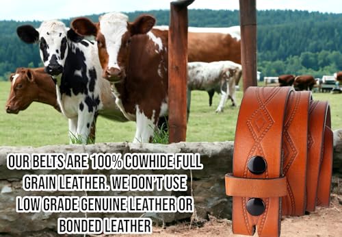 Image of F&L CLASSIC Western Belt without buckle for men - Full Grain Leather Cowboy Belts for jeans - One Piece Leather strap belt