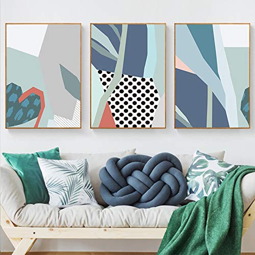 Hoja de loto geométrica abstracta en lienzo de 40x60cm para decoración moderna de paredes