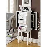 YABEY Tammy Jewelry Armoire in White 97167 Length(inch)16.00Width(inch)10.00Height(inch)40.00Weight(