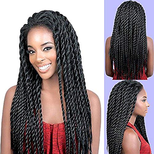 Synthetic Braided Lace Front Wigs African American Twist Braids wigs for Black Women Natural Black Color (18 Inch)