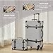 UNIWALKER Vintage Suitcase Set, 2 Piece Faux Leather Trunk Luggage with Spinner Wheels TSA Lock and Cosmetic Train Case for Women, Grid, 26