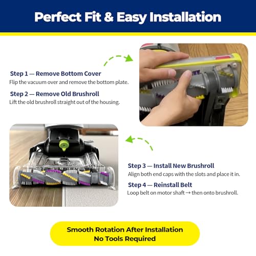 Image of Brush Roll & Belt Kit for Bissell CleanView Swivel Rewind Vacuum Fits 2252 2253 2254 2256 2258 2259 2260 2316 2486 2487 2488 2489 3195 3196 3197 3197A 3198 3198A Replace Parts 1604545 1600159 1611230