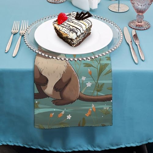 Servilletas de Tela Divertidas con Diseño de Nutria 4 Piezas miniatura 4