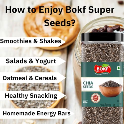 Image of BOKF Basil Seeds (Sabja) + Chia Seeds Combo Pack | Natural & Raw Superfoods | Rich in Fiber, Omega-3 & Protein | Ideal for Weight Management, Detox Drinks & Healthy Recipes.
